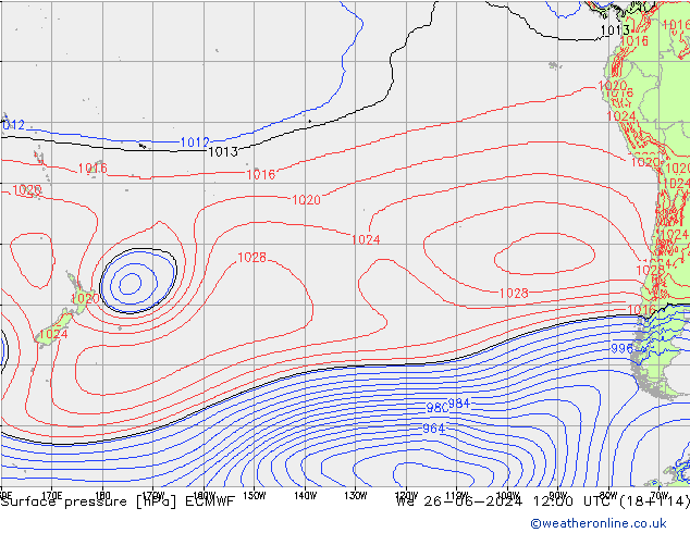 Pressione al suolo ECMWF mer 26.06.2024 12 UTC