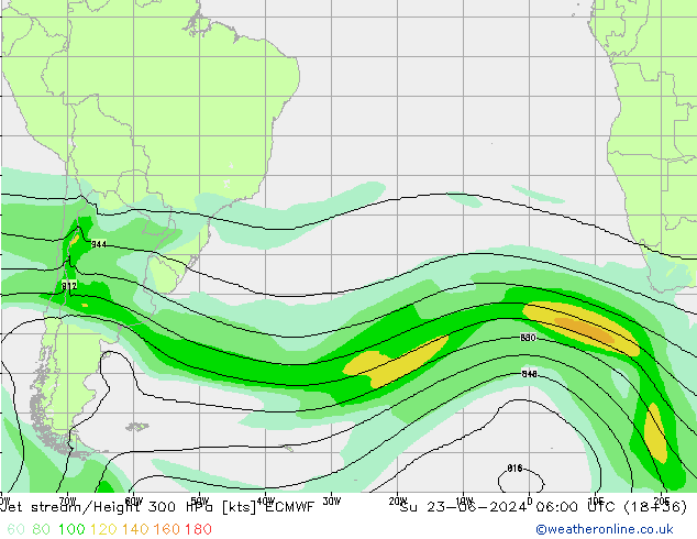 Jet stream/Height 300 hPa ECMWF Su 23.06.2024 06 UTC