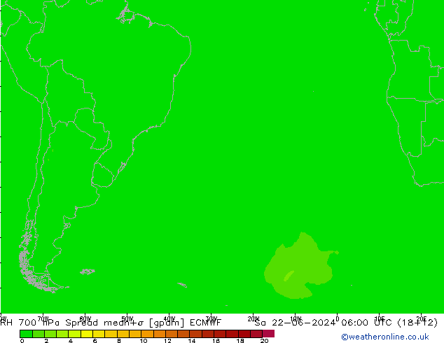 RH 700 hPa Spread ECMWF  22.06.2024 06 UTC