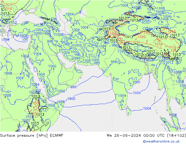 地面气压 ECMWF 星期三 26.06.2024 00 UTC