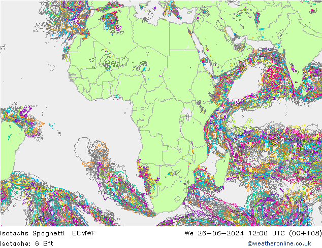 Eşrüzgar Hızları Spaghetti ECMWF Çar 26.06.2024 12 UTC