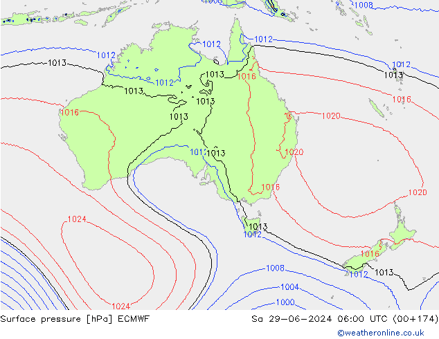 Surface pressure ECMWF Sa 29.06.2024 06 UTC