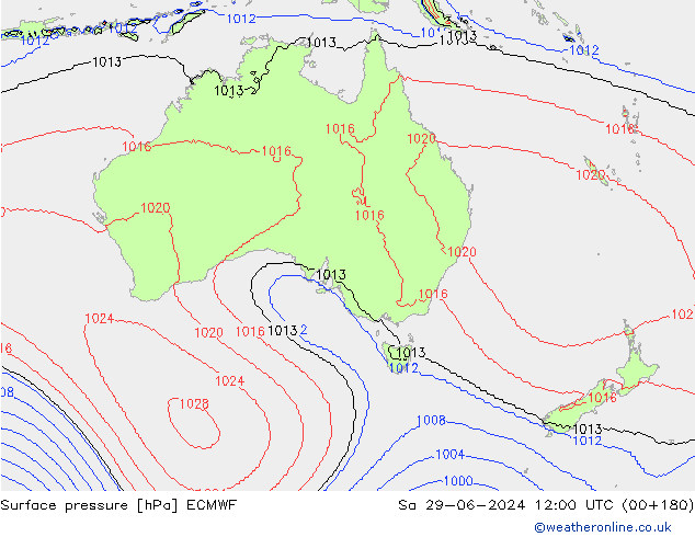 Atmosférický tlak ECMWF So 29.06.2024 12 UTC