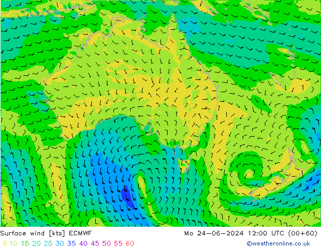 Vento 10 m ECMWF Seg 24.06.2024 12 UTC