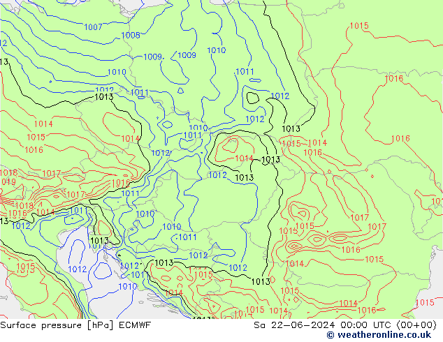 Yer basıncı ECMWF Cts 22.06.2024 00 UTC