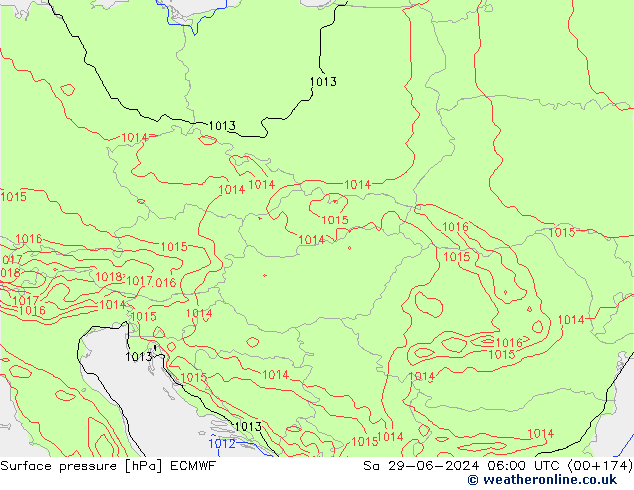 Atmosférický tlak ECMWF So 29.06.2024 06 UTC