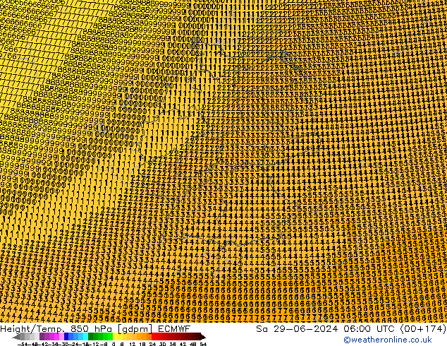 Hoogte/Temp. 850 hPa ECMWF za 29.06.2024 06 UTC