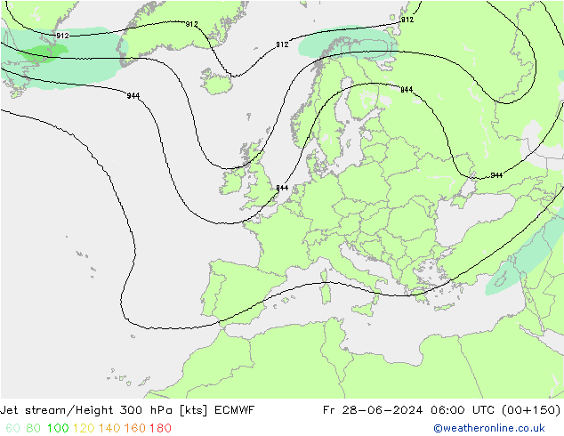 Jet stream/Height 300 hPa ECMWF Fr 28.06.2024 06 UTC