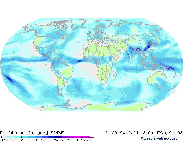 Precipitation (6h) ECMWF Ne 30.06.2024 00 UTC