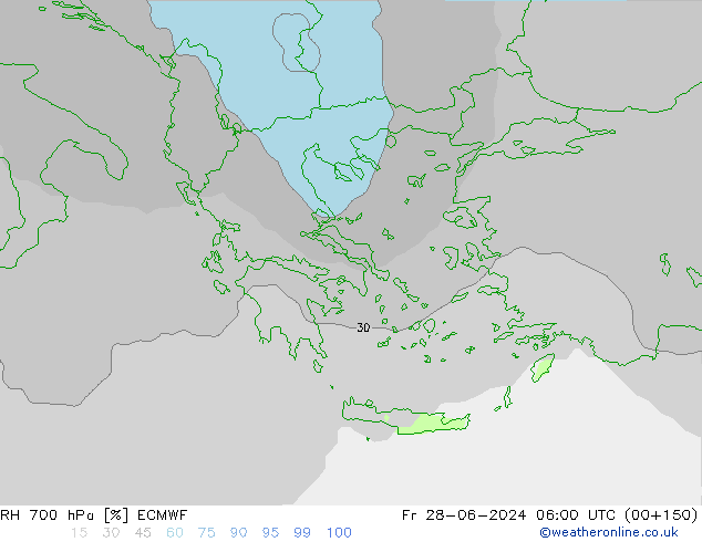 RH 700 hPa ECMWF Fr 28.06.2024 06 UTC