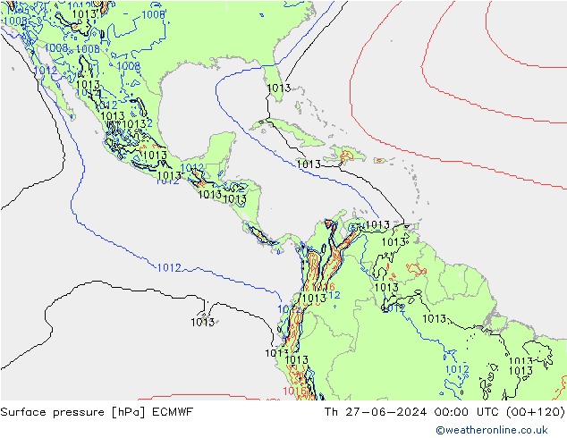 Surface pressure ECMWF Th 27.06.2024 00 UTC