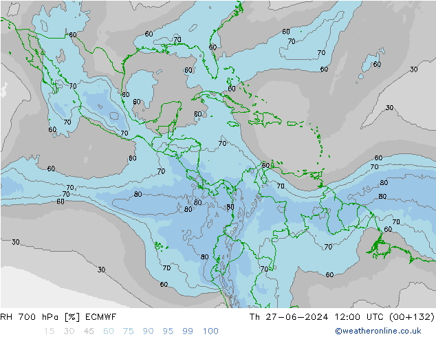 RH 700 hPa ECMWF Th 27.06.2024 12 UTC