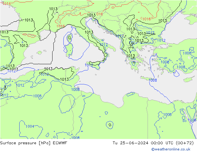 ciśnienie ECMWF wto. 25.06.2024 00 UTC