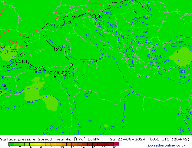 Yer basıncı Spread ECMWF Paz 23.06.2024 18 UTC