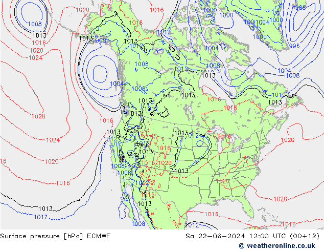 приземное давление ECMWF сб 22.06.2024 12 UTC