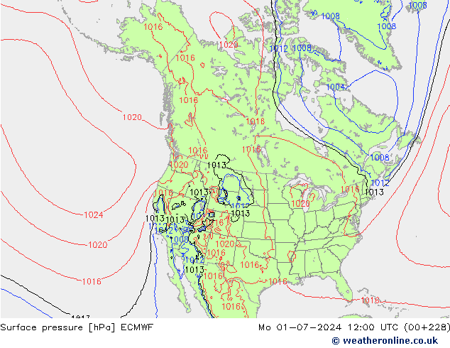 Surface pressure ECMWF Mo 01.07.2024 12 UTC