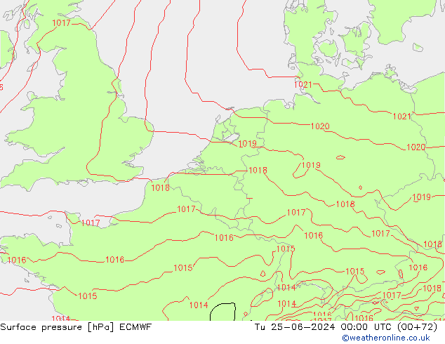 Presión superficial ECMWF mar 25.06.2024 00 UTC