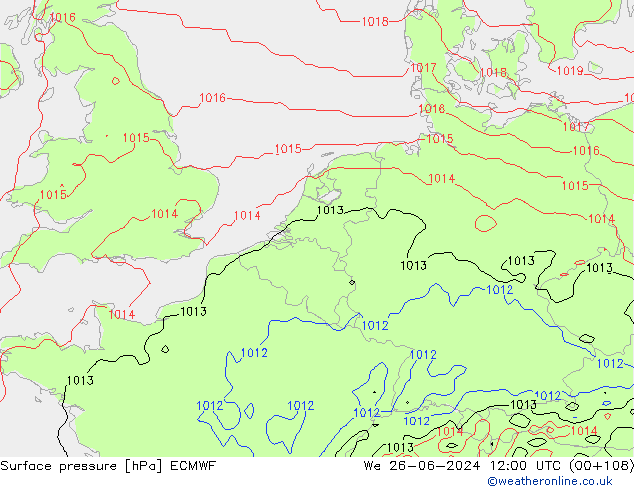 Yer basıncı ECMWF Çar 26.06.2024 12 UTC