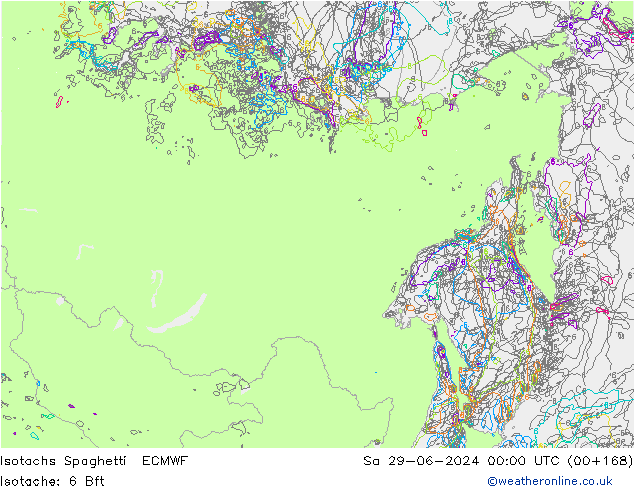 Isotachs Spaghetti ECMWF sam 29.06.2024 00 UTC