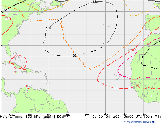 Height/Temp. 850 гПа ECMWF сб 29.06.2024 06 UTC