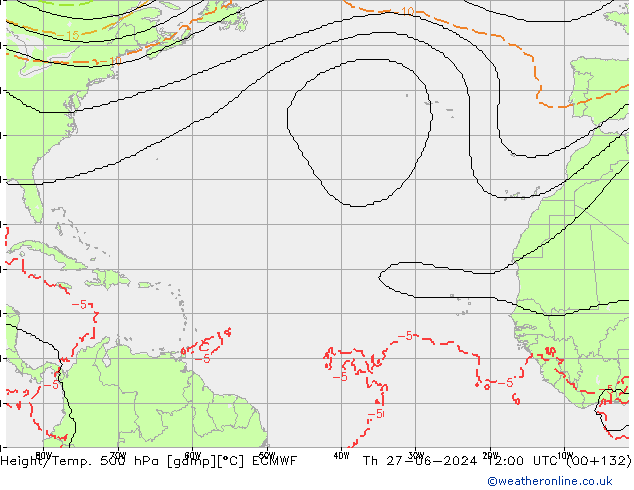 Yükseklik/Sıc. 500 hPa ECMWF Per 27.06.2024 12 UTC