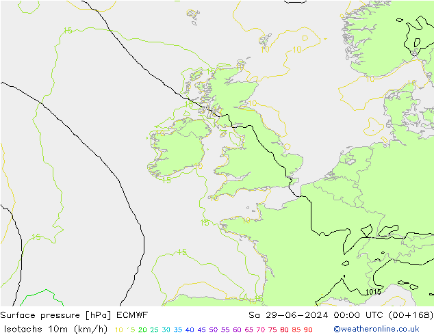 Isotachs (kph) ECMWF Sa 29.06.2024 00 UTC
