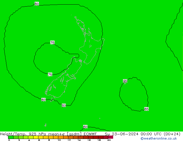 Height/Temp. 925 hPa ECMWF Su 23.06.2024 00 UTC