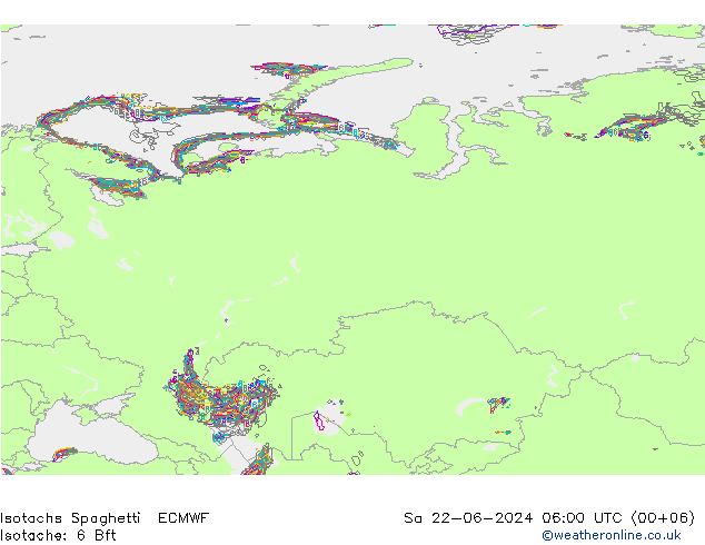 Eşrüzgar Hızları Spaghetti ECMWF Cts 22.06.2024 06 UTC