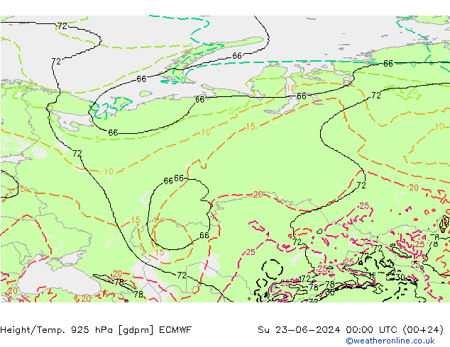 Géop./Temp. 925 hPa ECMWF dim 23.06.2024 00 UTC