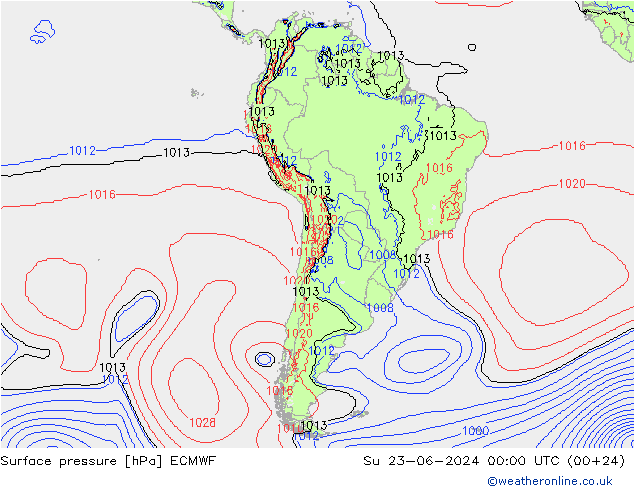 pression de l'air ECMWF dim 23.06.2024 00 UTC