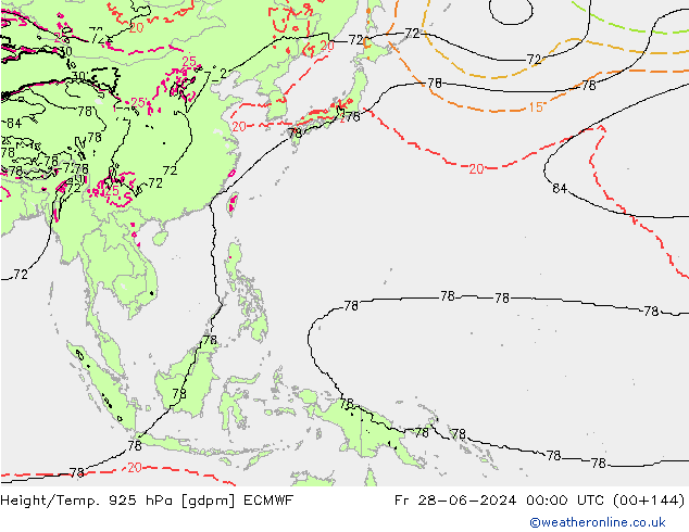 Yükseklik/Sıc. 925 hPa ECMWF Cu 28.06.2024 00 UTC