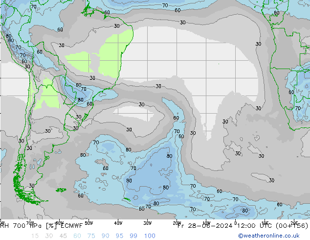 RH 700 hPa ECMWF Pá 28.06.2024 12 UTC