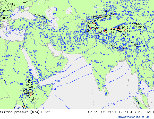 Pressione al suolo ECMWF sab 29.06.2024 12 UTC