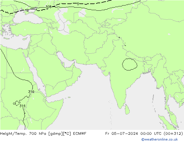 Height/Temp. 700 hPa ECMWF Fr 05.07.2024 00 UTC