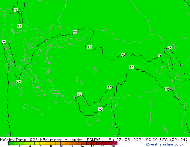 Height/Temp. 925 hPa ECMWF Su 23.06.2024 00 UTC