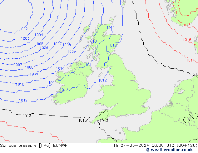 Surface pressure ECMWF Th 27.06.2024 06 UTC