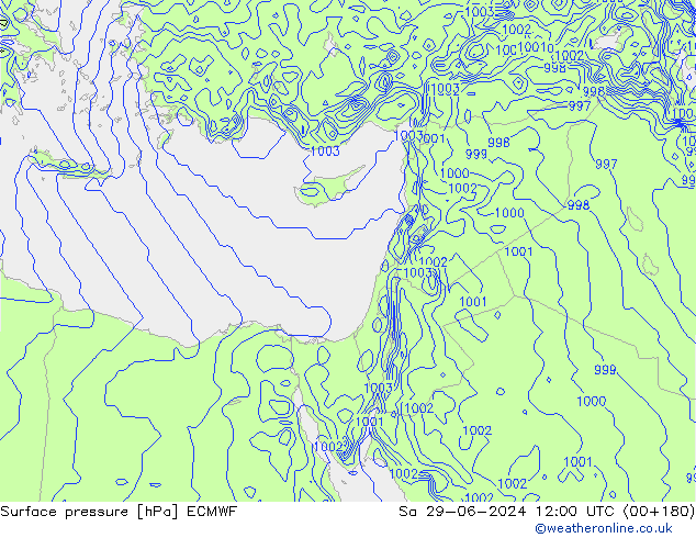 Surface pressure ECMWF Sa 29.06.2024 12 UTC