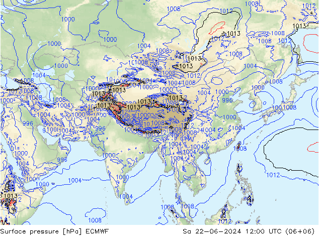 pression de l'air ECMWF sam 22.06.2024 12 UTC