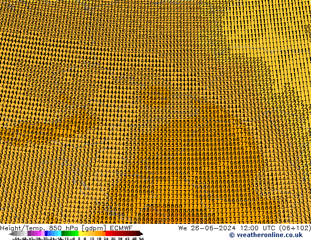 Height/Temp. 850 hPa ECMWF We 26.06.2024 12 UTC