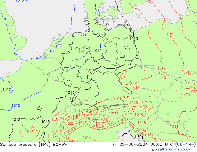 Pressione al suolo ECMWF ven 28.06.2024 06 UTC
