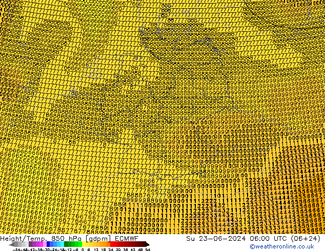 Height/Temp. 850 hPa ECMWF Su 23.06.2024 06 UTC