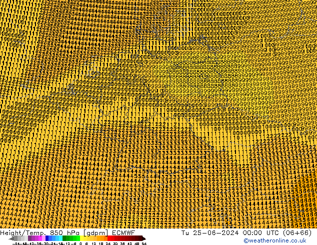 Height/Temp. 850 hPa ECMWF Tu 25.06.2024 00 UTC