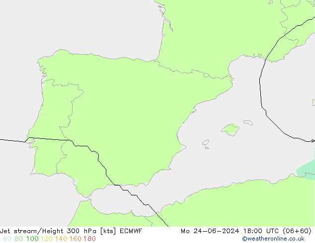 Corriente en chorro ECMWF lun 24.06.2024 18 UTC