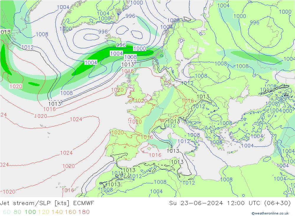 Corriente en chorro ECMWF dom 23.06.2024 12 UTC