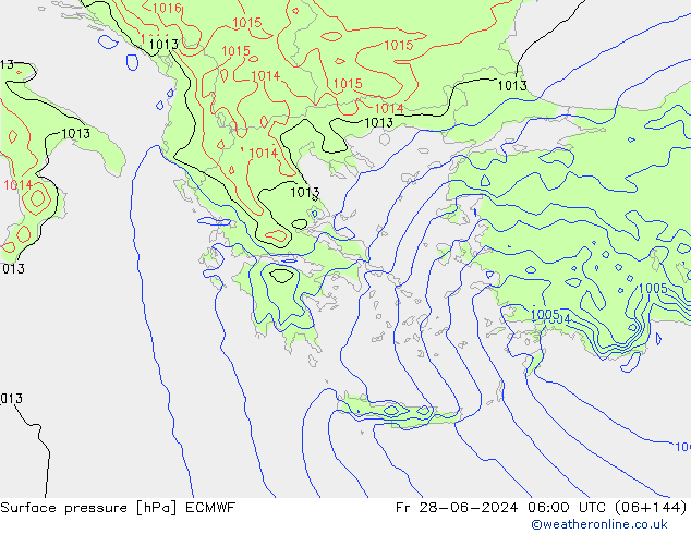 Surface pressure ECMWF Fr 28.06.2024 06 UTC