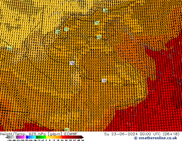 Geop./Temp. 925 hPa ECMWF dom 23.06.2024 00 UTC