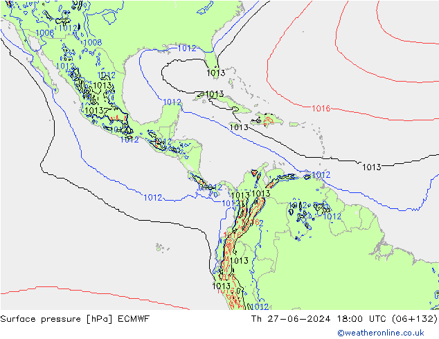 ciśnienie ECMWF czw. 27.06.2024 18 UTC