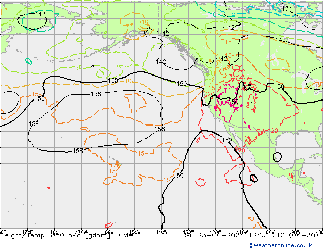 Height/Temp. 850 hPa ECMWF Su 23.06.2024 12 UTC