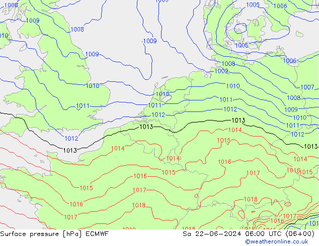 pressão do solo ECMWF Sáb 22.06.2024 06 UTC