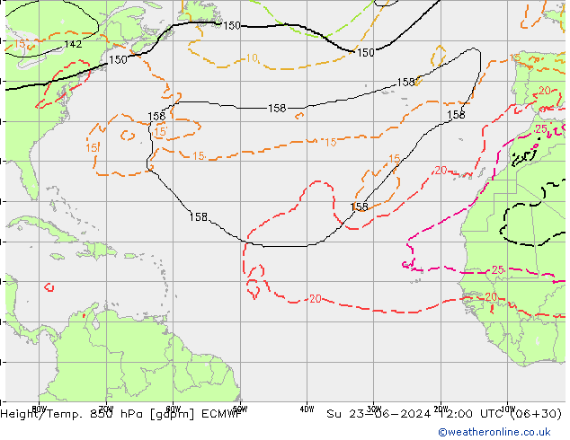 Géop./Temp. 850 hPa ECMWF dim 23.06.2024 12 UTC